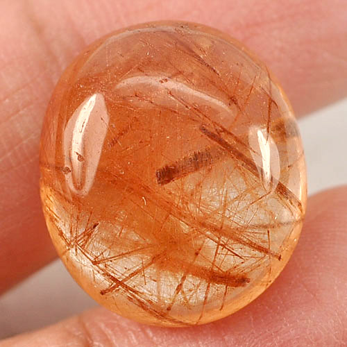 19.09 Ct. Oval Cabochon Natural White Brown Rutilated Quartz Unheated