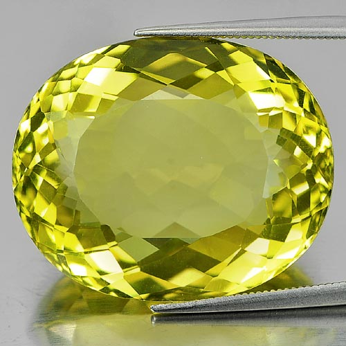53.79 Ct. Natural Gemstone Clean Yellow Lemon Quartz Oval Shape 28 x 22 Mm.
