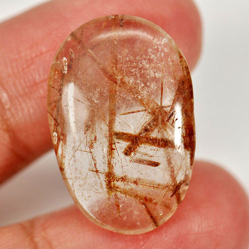15.63 Ct. Fancy Cabochon Natural White Brown Rutilated Quartz Unheated