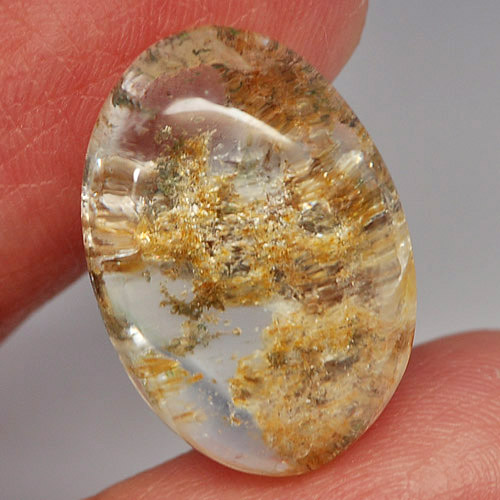16.54 Ct. Oval Cabochon Natural Gem Brown White Moss Quartz From Brazil Unheated