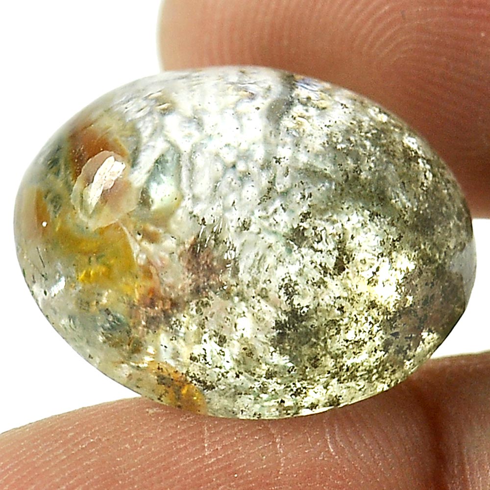 21.90 Ct. Oval Cabochon Natural Gemstone Moss Brown White Quartz Unheated