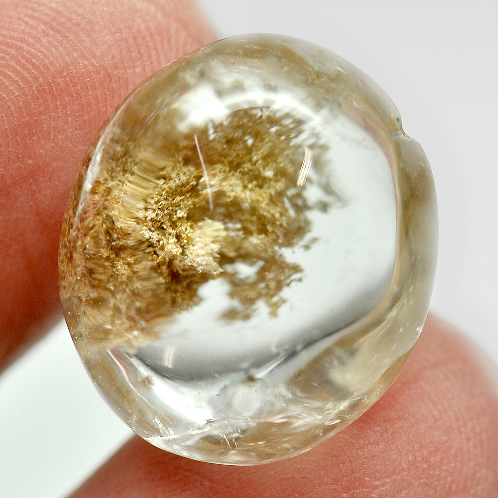 20.91 Ct. Oval Cabochon Natural Gemstone Moss Brown White Quartz Unheated