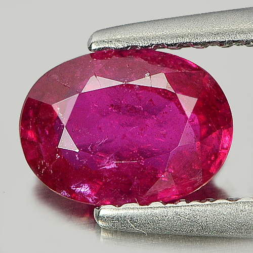 Certified Purplish Red Ruby 1.04 Ct. Oval 7.07 x 5.20 Mm. Natural Gem Mozambique