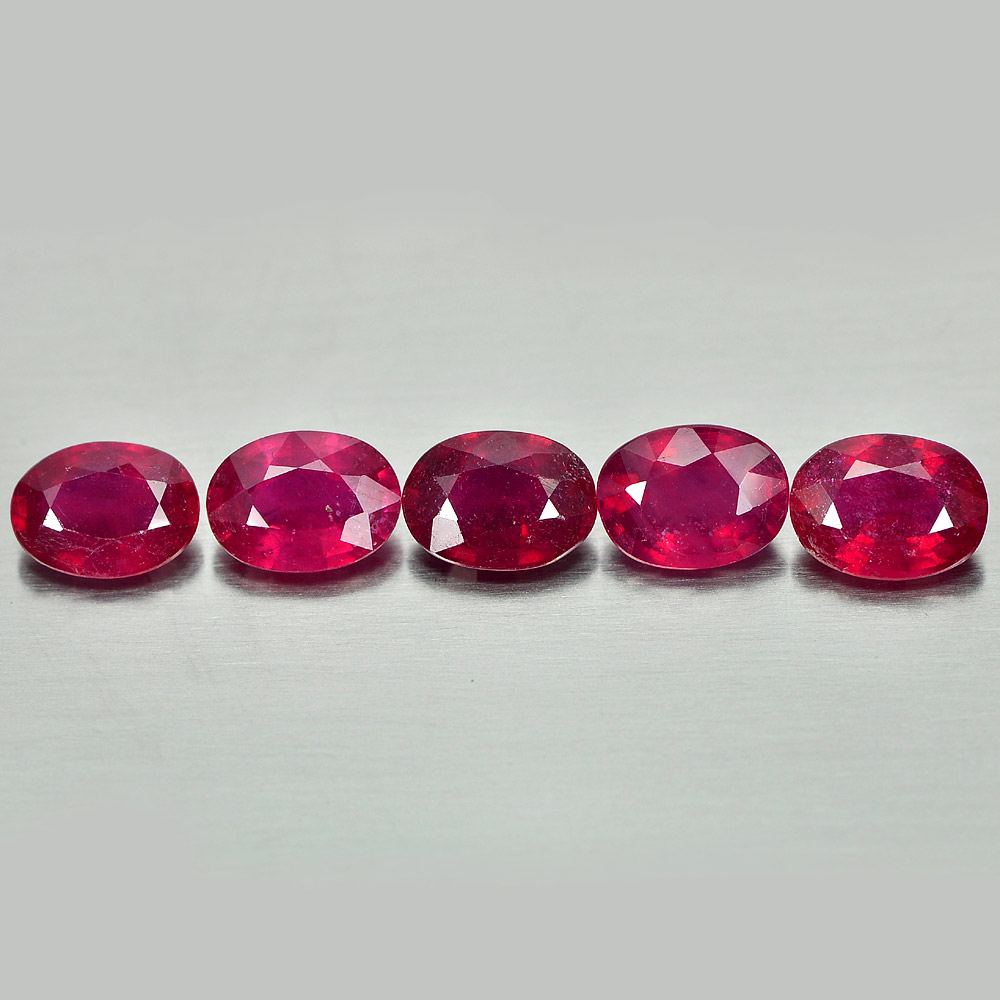 Purplish Red Ruby 4.77 Ct. Oval Shape 6.8 x 5 Mm. Natural Gemstones Mozambique