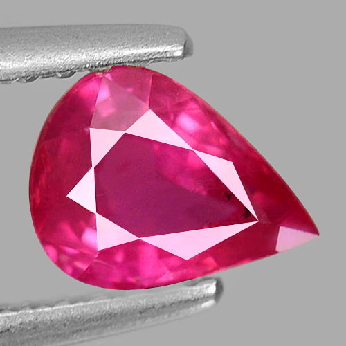 Certified 0.99 Ct. Pear Shape Natural Gem Purplish Red Ruby Unheated