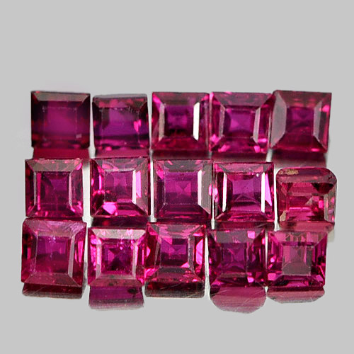 1.27 Ct. 15 Pcs. Alluring Square Natural Gems Purplish Pink Ruby From Madagascar