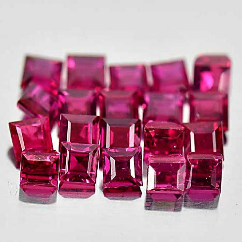 1.45 Ct. 20 Pcs. Square Shape Natural Gems Pink Ruby Madagascar