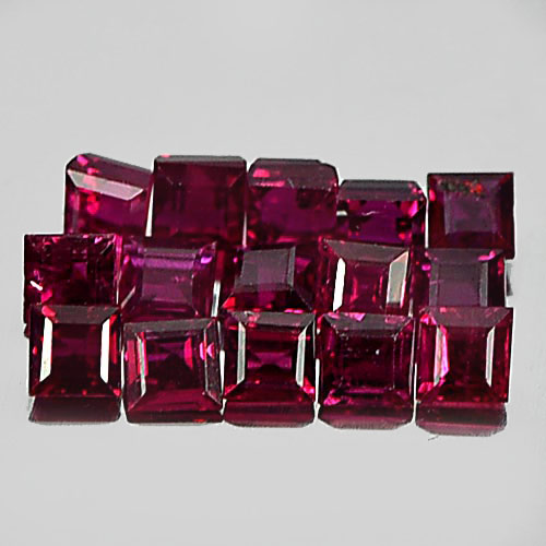 1.41 Ct. 15 Pcs. Square Shape Natural Gems Purplish Pink Ruby Madagascar