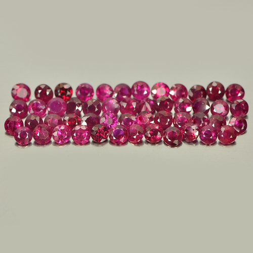 1.64 Ct. 50 Pcs. Round Diamond Cut Natural Purplish Pink Ruby Gemstones