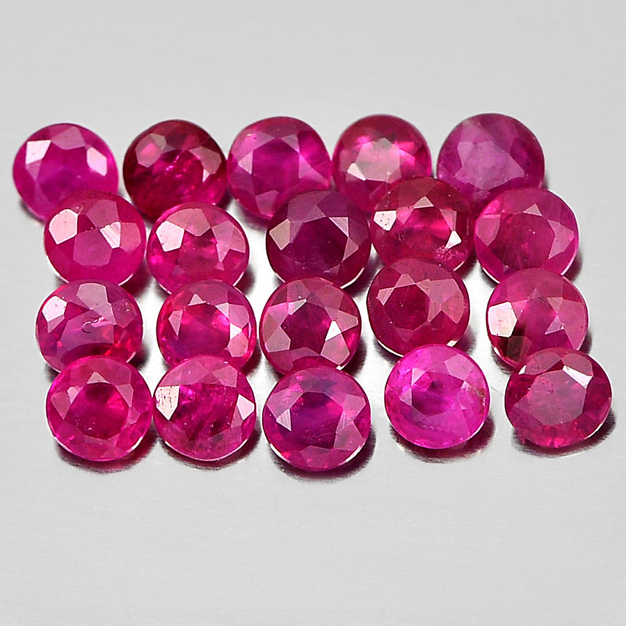 1.14 Ct. 20 Pcs. Good Natural Gemstones Purplish Pink Mogkok Ruby Round Shape