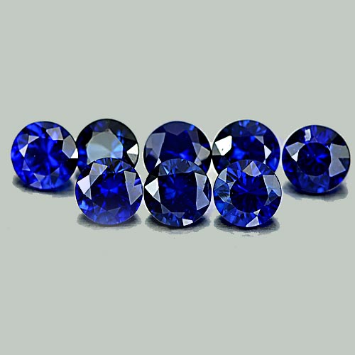 1.61 Ct. 8 Pcs. Good Color Round Diamond Cut Natural Gems Blue Sapphire