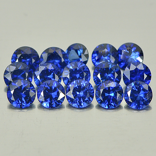 1.53 Ct. 15 Pcs. Charming Round Diamond Cut Natural Blue Sapphire Ceylon