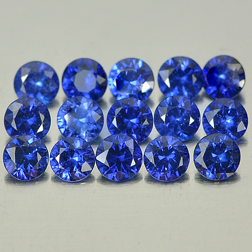 1.62 Ct. 15 Pcs. Good Cutting Round Diamond Cut Natural Blue Sapphire Ceylon