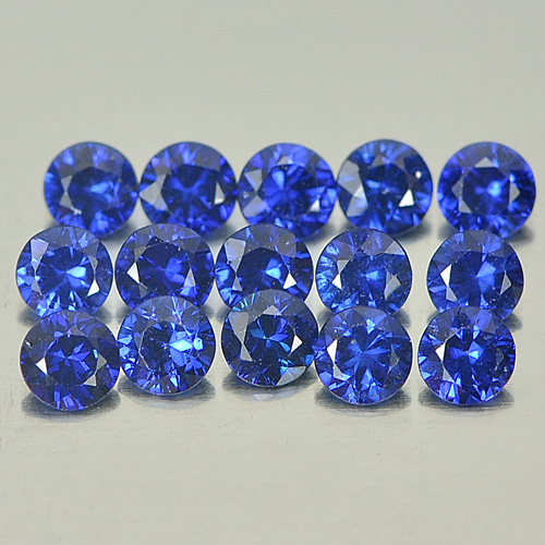 1.59 Ct. 15 Pcs. Lovely Round Diamond Cut Natural Blue Sapphire Ceylon