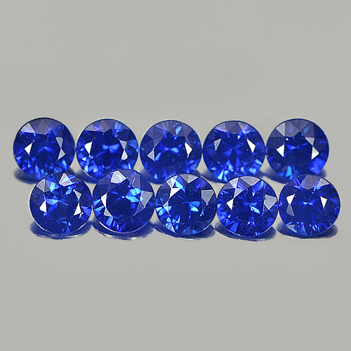 1.55 Ct. 10 Pcs. Round Diamond Cut Natural Blue Sapphire Gemstones Ceylon