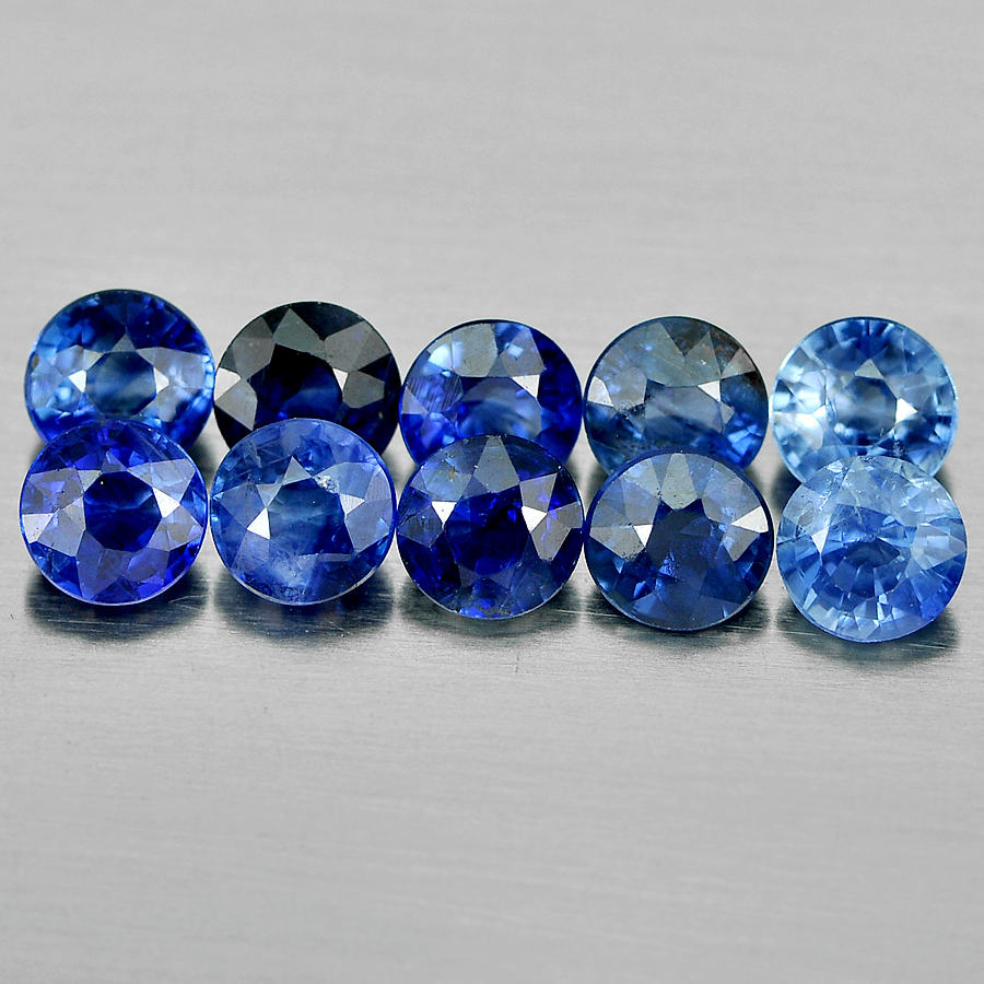 2.97 Ct. 10 Pcs. Good Round Shape Natural Gemstones Blue Sapphire Madagascar