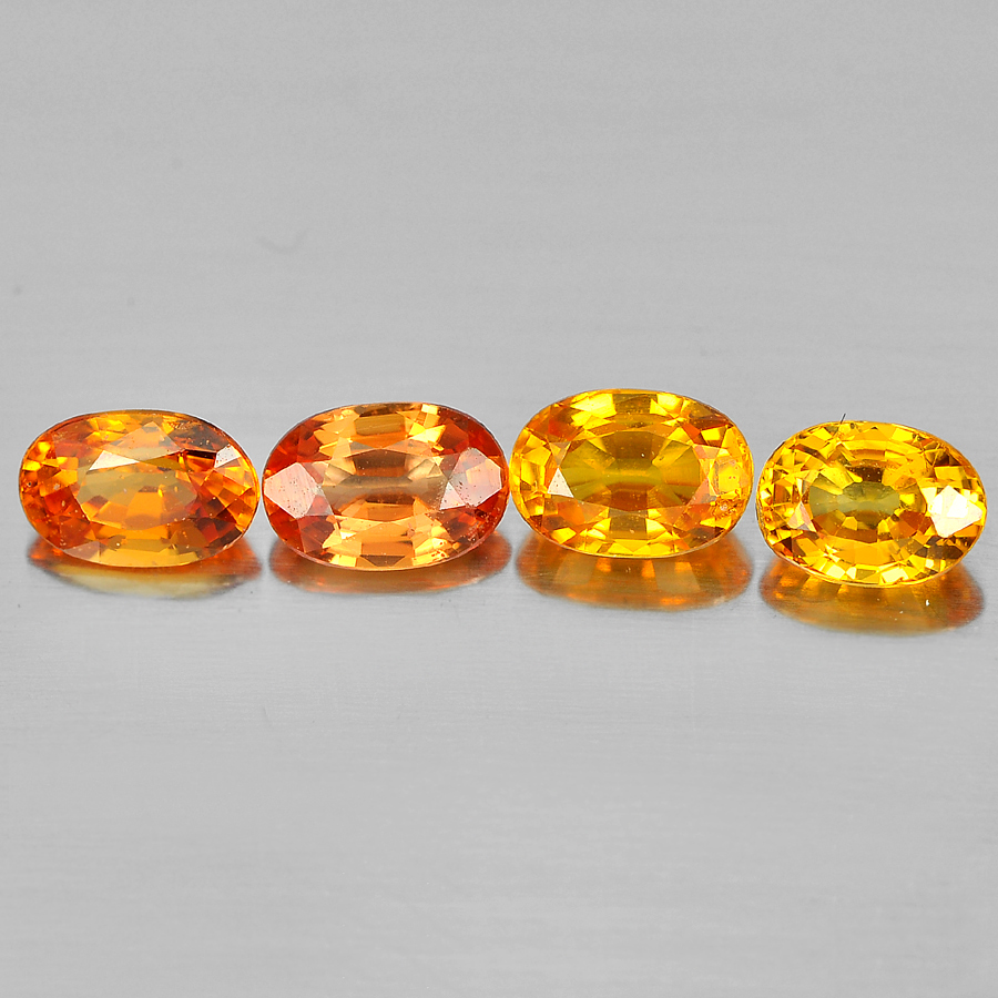 Natural Gems Yellow Orange Sapphire 2.55 Ct. 4 Pcs. Oval Shape 6.1 x 4.1 Mm.