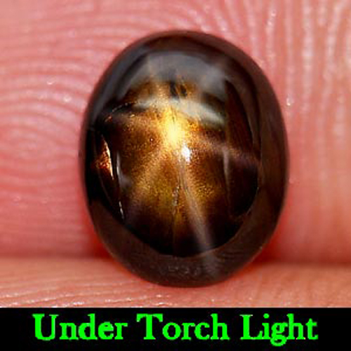 Certified 1.70 Ct. Oval Cabochon Natural Gem 6 Ray Golden Star Sapphire