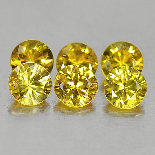 1.22 Ct. 6 Pcs. Natural Gems Yellow Songea Sapphire Round Diamond Cut Tanzania