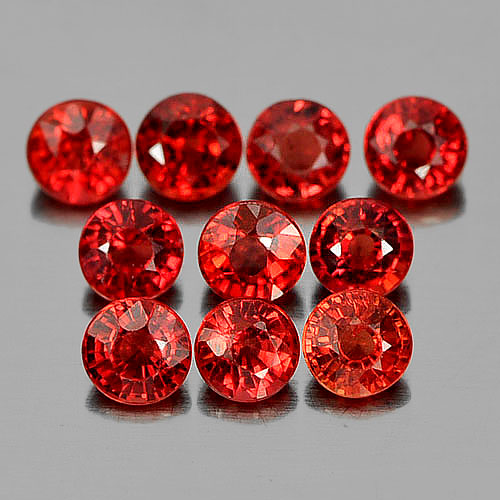 1.49 Ct. 10 Pcs. Round Natural Gems Orangish Red Songea Sapphire Tanzania