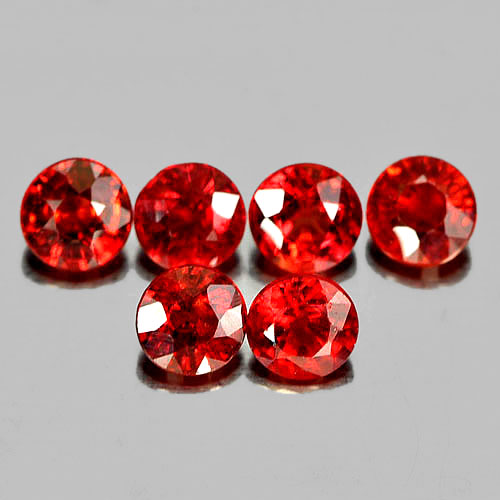 1.32 Ct. 6 Pcs. Nice Round Natural Gems Orangish Red Songea Sapphire