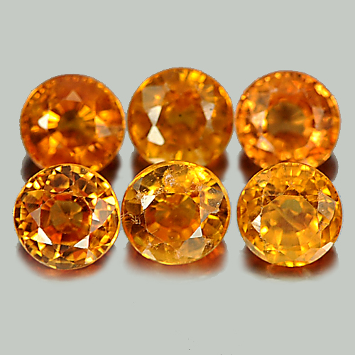 Nice Natural Gems 1.95 Ct. 6 Pcs. Round Shape Orange Songea Sapphire