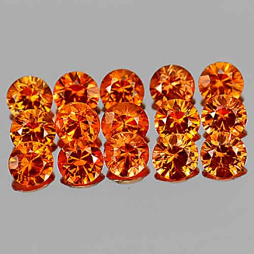1.58 Ct. 15 Pcs. Nice Natural Gems Orange Songea Sapphire Round Diamond Cut