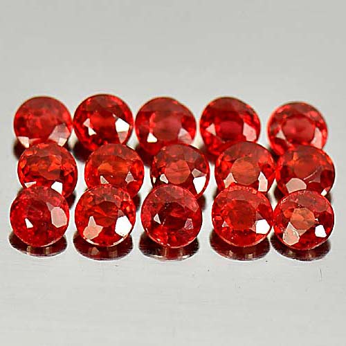 1.55 Ct. 15 Pcs. Round Shape Natural Gems Orangish Red Songea Sapphire