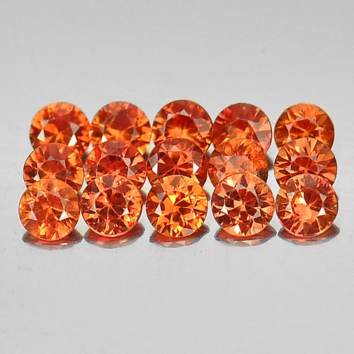 1.47 Ct. 15 Pcs. Round Diamond Cut Natural Gems Orange Songea Sapphire