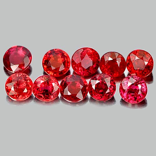 1.62 Ct. 10 Pcs. Round 3 Mm Natural Gems Red Songea Sapphire From Tanzania