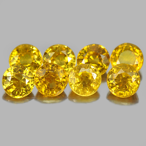 1.18 Ct. 8 Pcs. Charming Yellow Natural Round Sapphire Gemstone