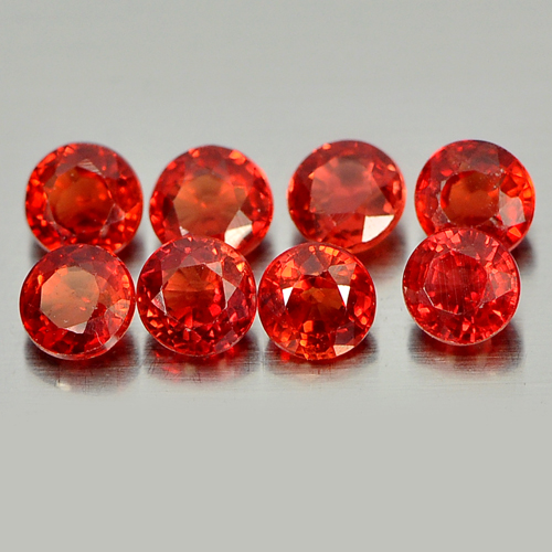 1.30 Ct. 8 Pcs. Good Round Natural Orangish Red Songea Sapphire Gems Tanzania