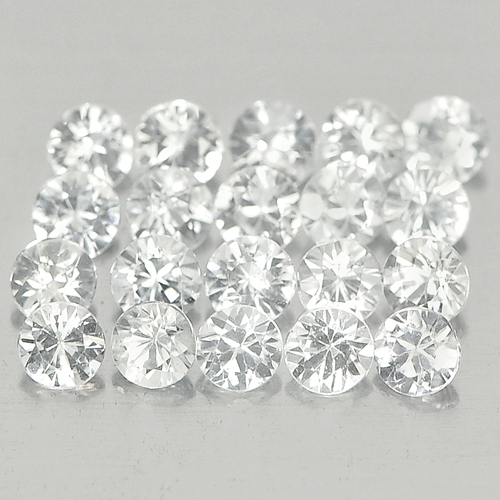 1.16 Ct. 20 Pcs. Round Diamond Cut Natural Gems White Sapphire Ceylon