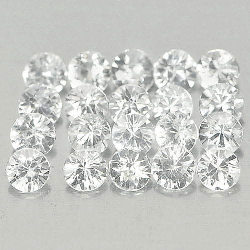 1.18 Ct. 20 Pcs. Round Diamond Cut Natural Gems White Sapphire Ceylon