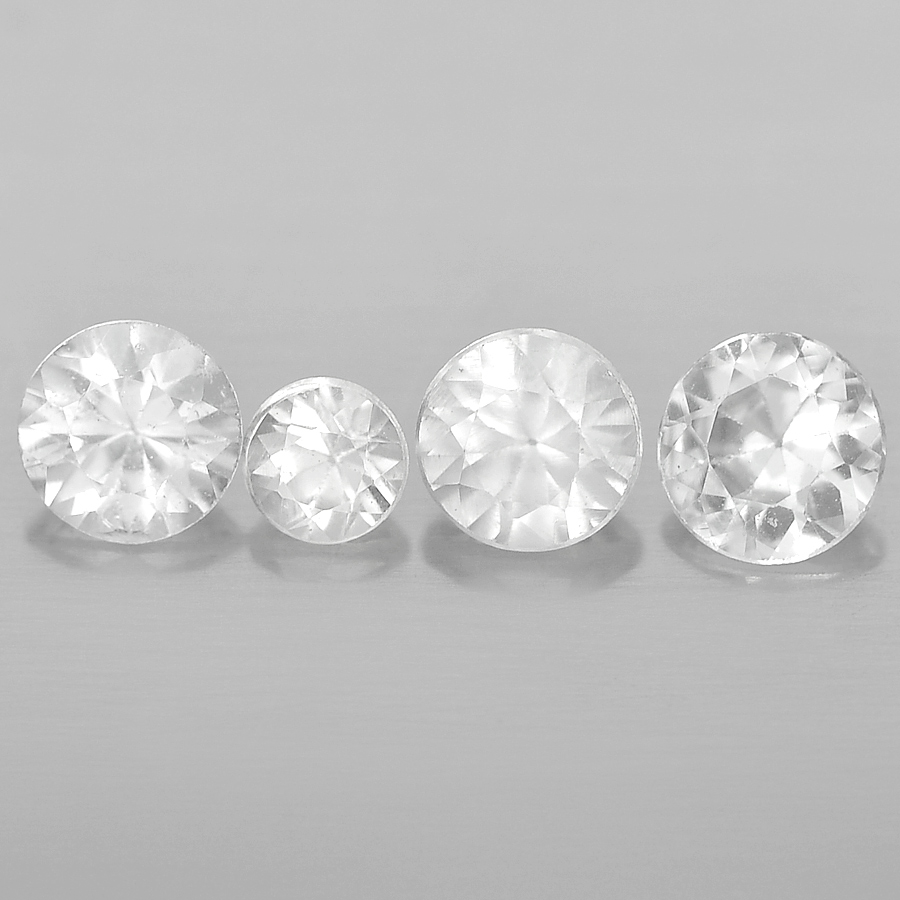 0.45 Ct. 4 Pcs. Round Diamond Cut Natural Gemstones White Ceylon Sapphire