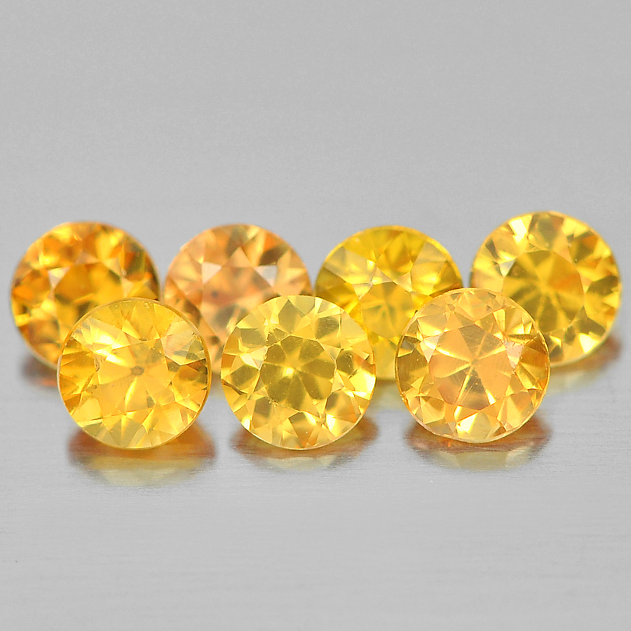 0.42 Ct. 7 Pcs. Round Diamond Cut Natural Yellow Songea Sapphire