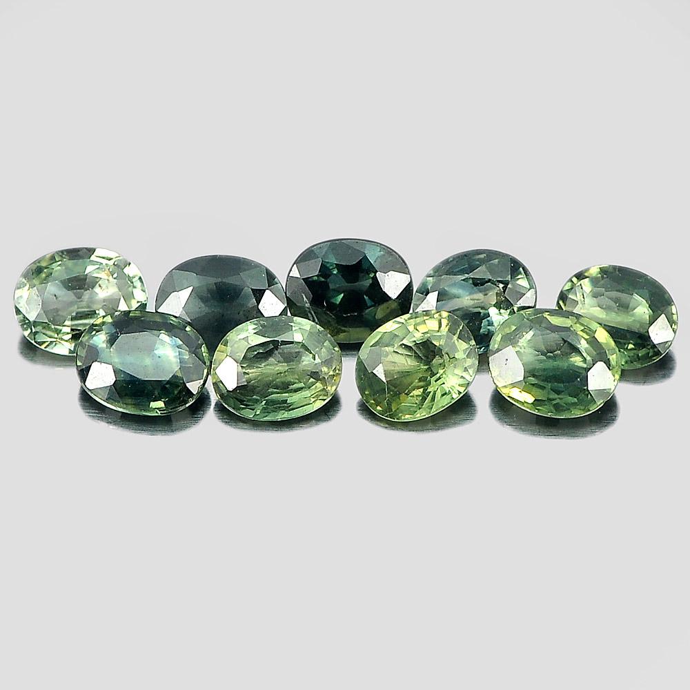 3.69  Ct. 9 Pcs. Oval Shape Natural Gemstones Yellowish Bluish Green Sapphire