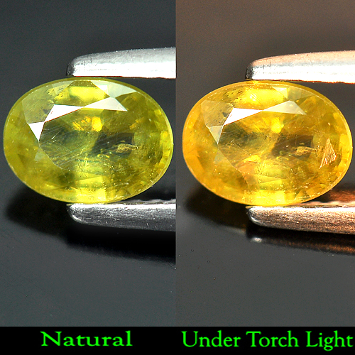 0.89 Ct. Oval Natural Intense Green Sphene With Rainbow Spark