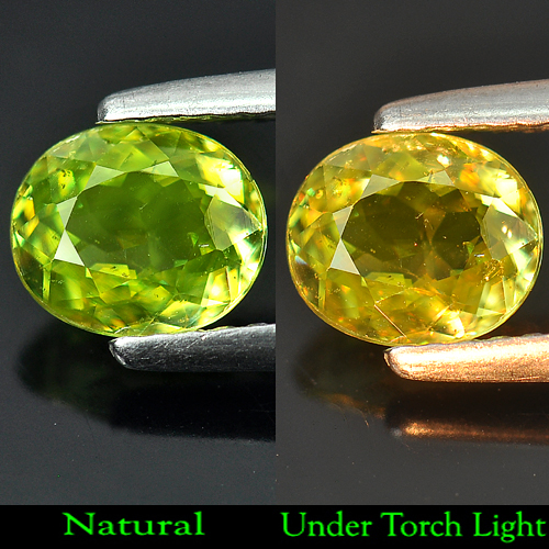 0.99 Ct. Oval Natural Intense Green Sphene With Rainbow Spark