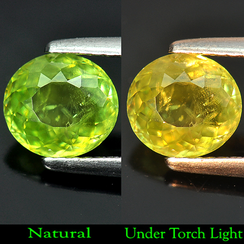 1.37 Ct. Oval Shape Natural Green Sphene With Rainbow Spark
