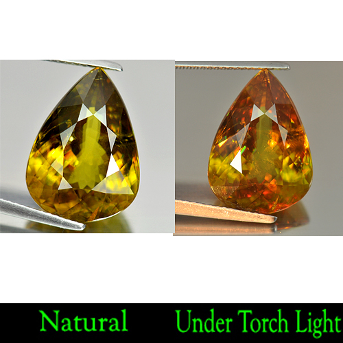 12.23 Ct. Pear Shape Natural Multi Color Titanium Sphene Rainbow Spark
