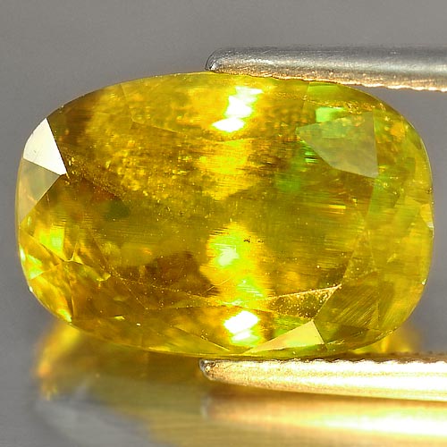 10.08 Ct. Cushion Natural Intense Green Sphene With Rainbow Spark