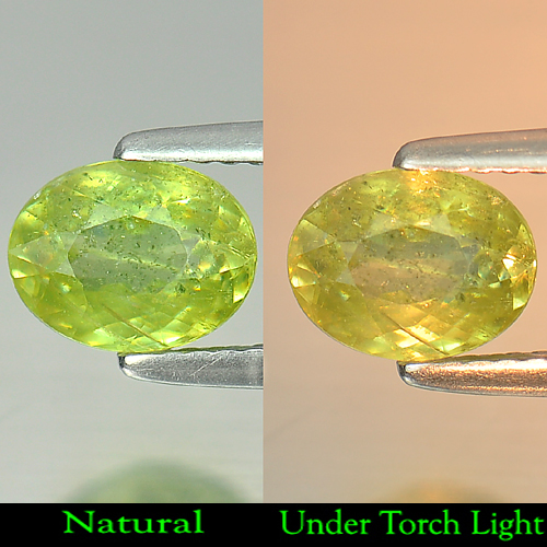 1.58 Ct. Oval Natural Intense Green Sphene With Rainbow Spark Unheated