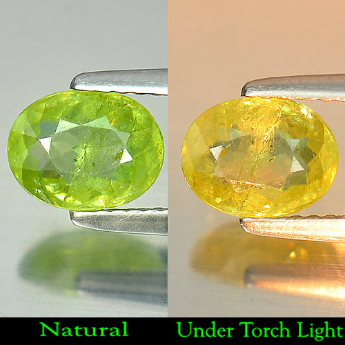 1.36 Ct. Oval Cutting Natural Sphene Intense Green Titanium Red Spark Unheated
