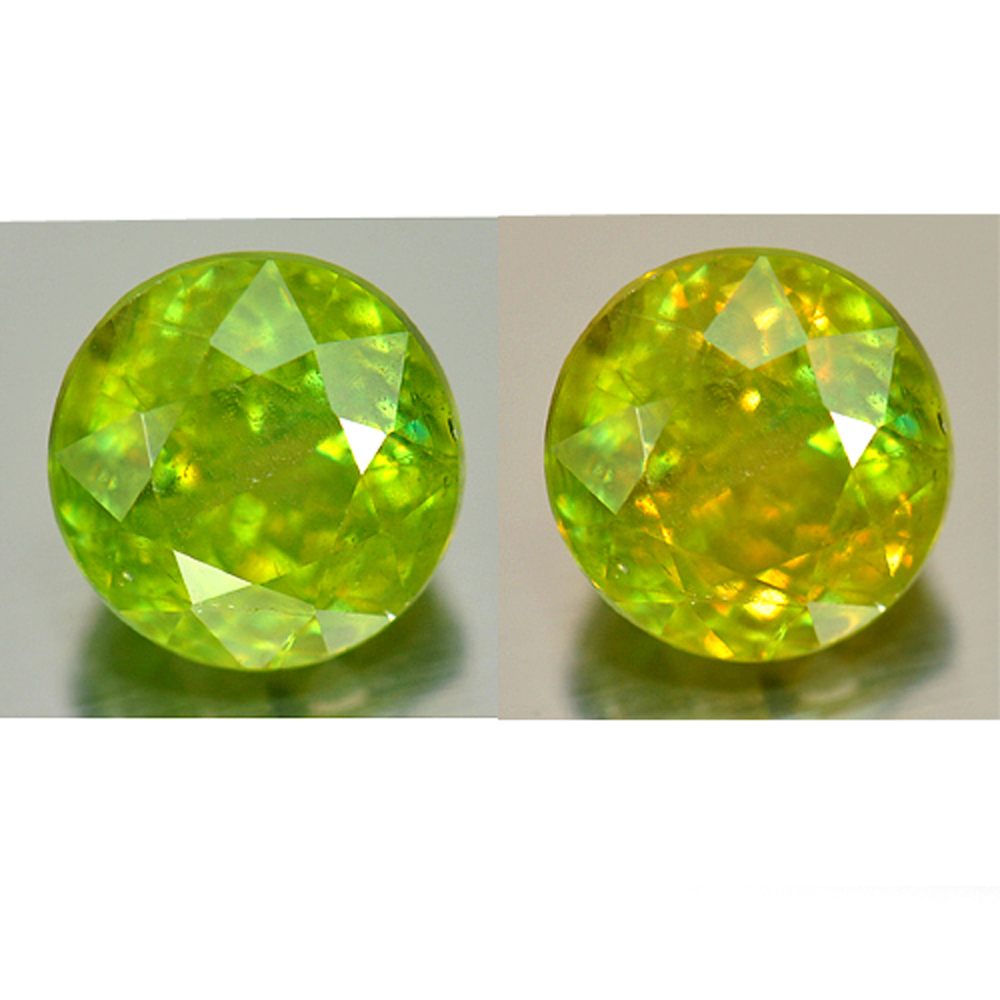 2.24 Ct. Natural Intense Green Titanium Red Spark Sphene Gemstone Round Cut