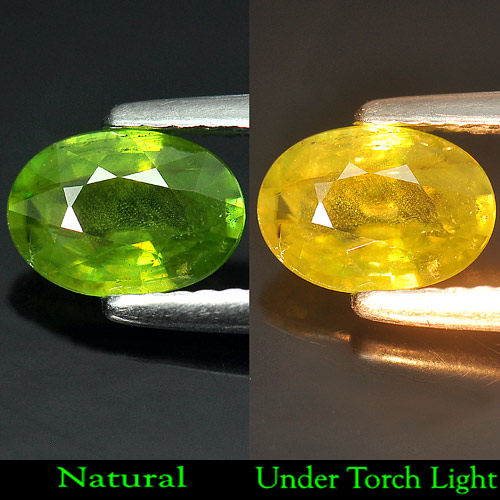 0.94 Ct. Oval Shape Natural Green Titanium Sphene With Rainbow Spark