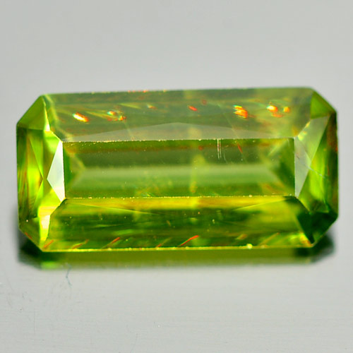 1.52 Ct. Natural Intense Green Titanium Sphene With Rainbow Spark Octagon Cut