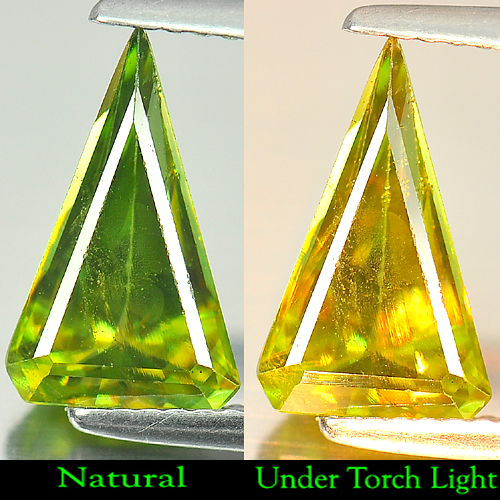 1.94 Ct. Natural Intense Green Titanium Sphene With Rainbow Spark Fancy Cut