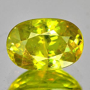 1.42 Ct. Natural Intense Yellowish Green Titanium Sphene With Rainbow Spark