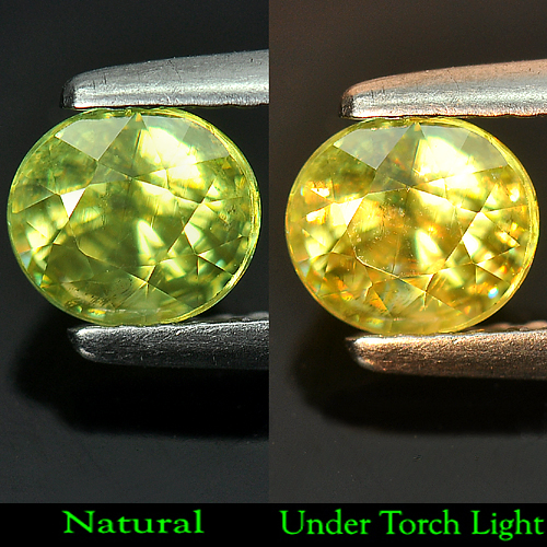 0.99 Ct. Oval Natural Yellowish Green Titanium Sphene With Rainbow Spark